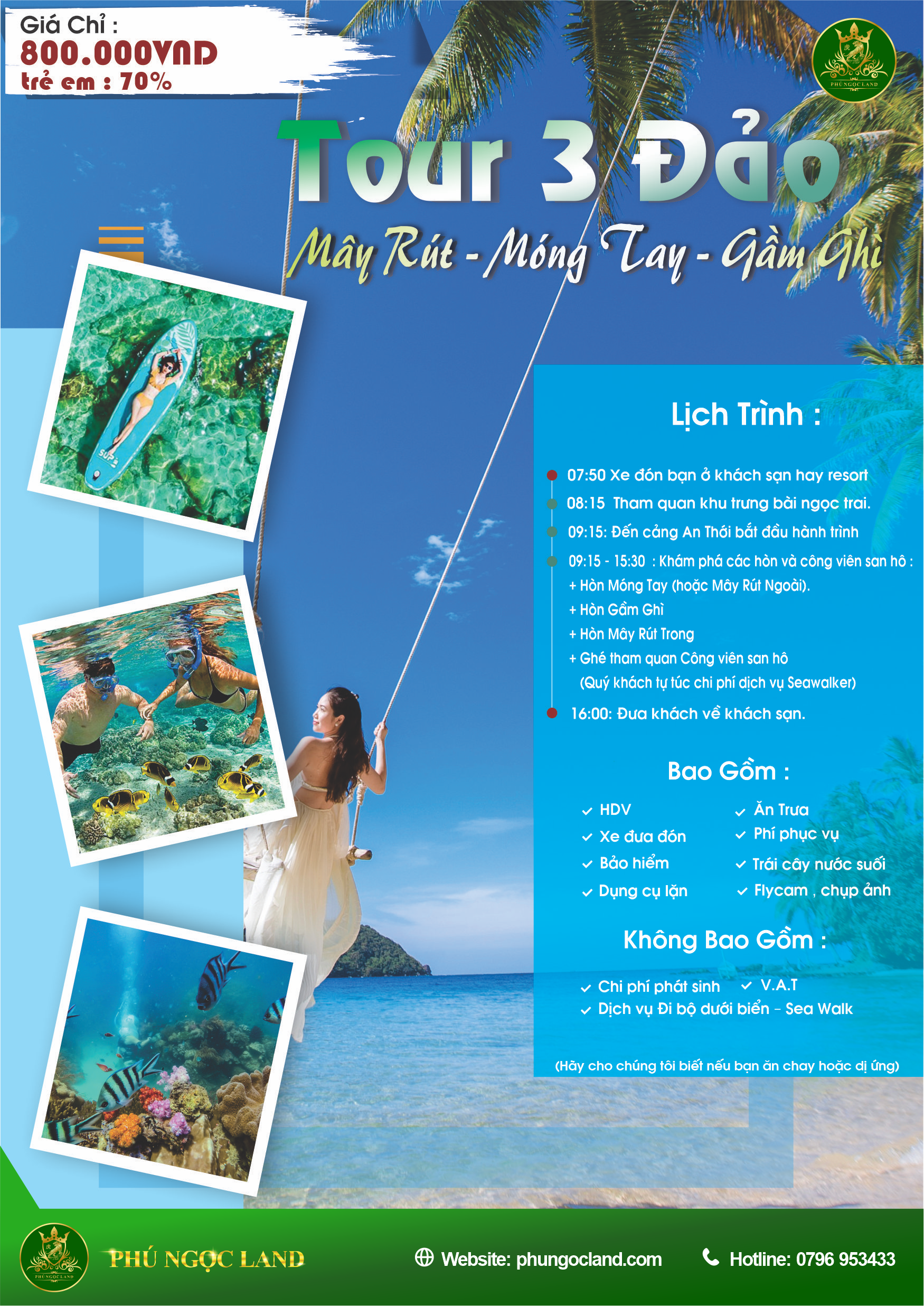 TOUR CANO THAM QUAN 3 ĐẢO PHÚ QUỐC