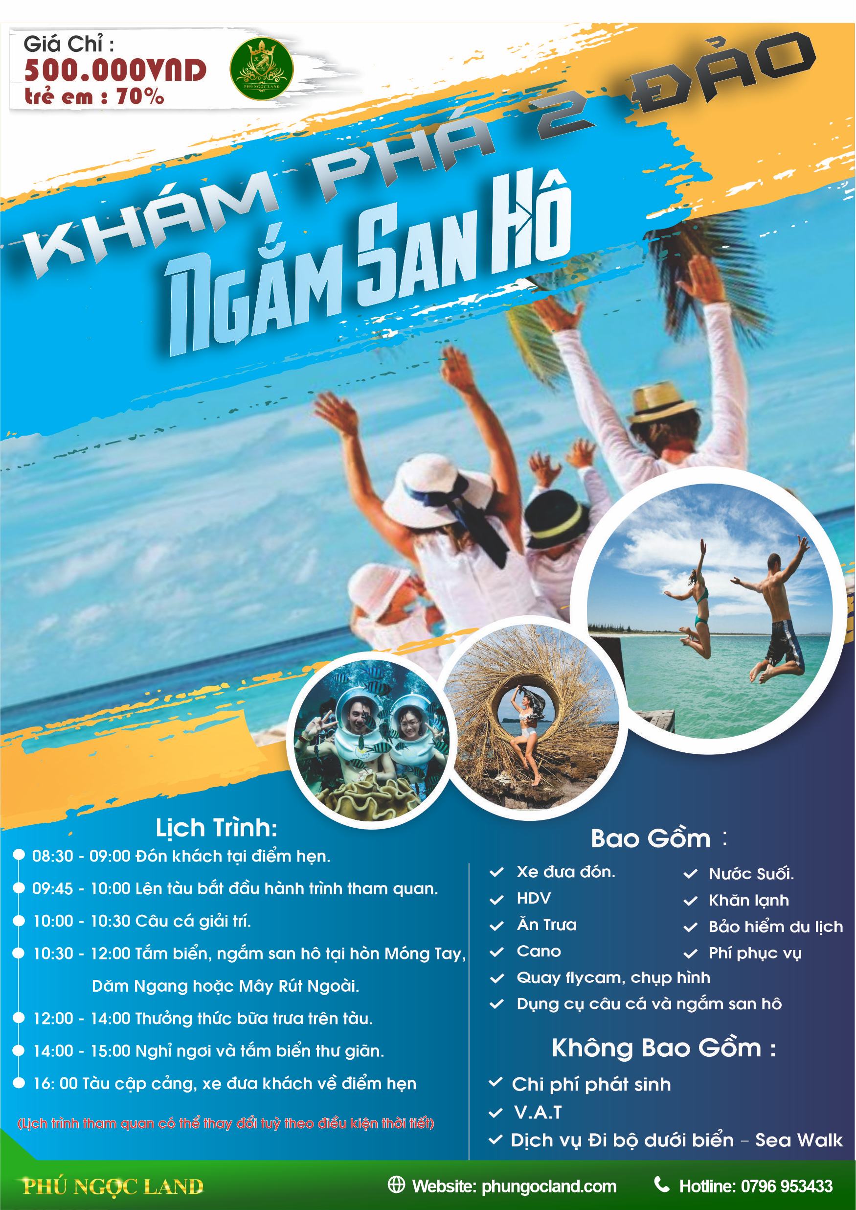 TOUR KHÁM PHÁ 2 ĐẢO – NGẮM SAN HÔ