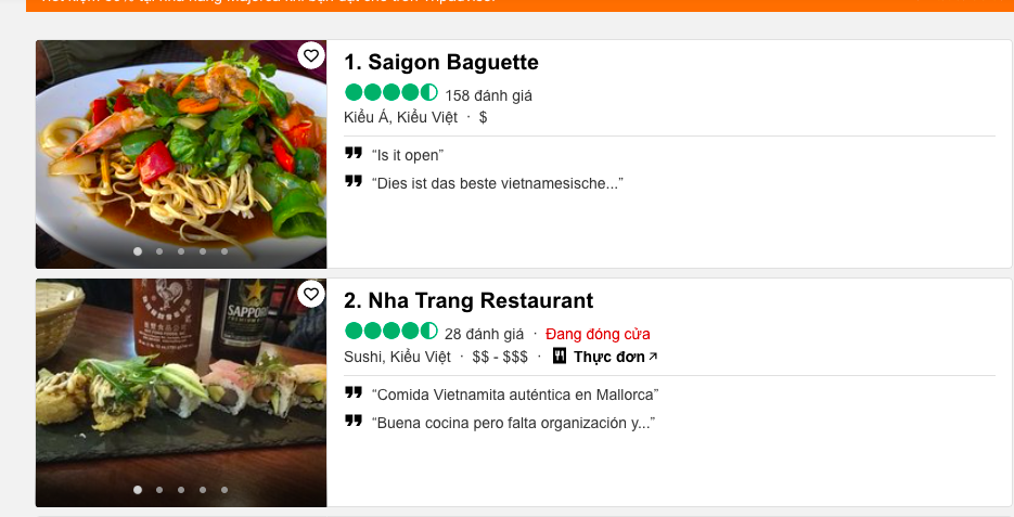 Những nhà hàng món Việt ở Majorca, Tây Ban Nha được du khách chấm điểm cao